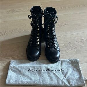 Matteo Bertoni Black Lace-Up Women's Boots